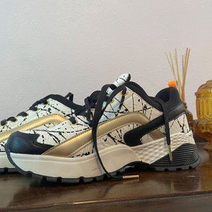 Just Fab White Workout Splatter Paint Tennis Shoe Sneaker